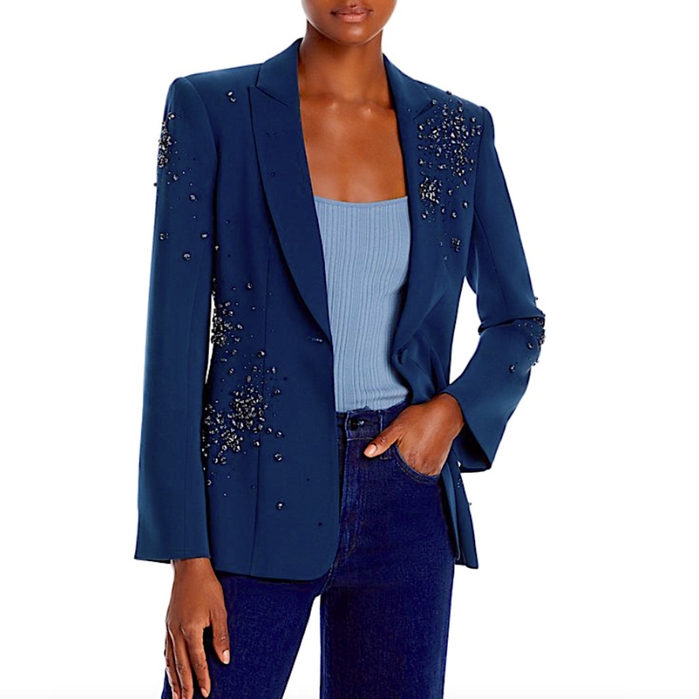 Cinq a Sept RHINESTONE CRACKLE EMBELLISHED CHEYENNE BLAZER